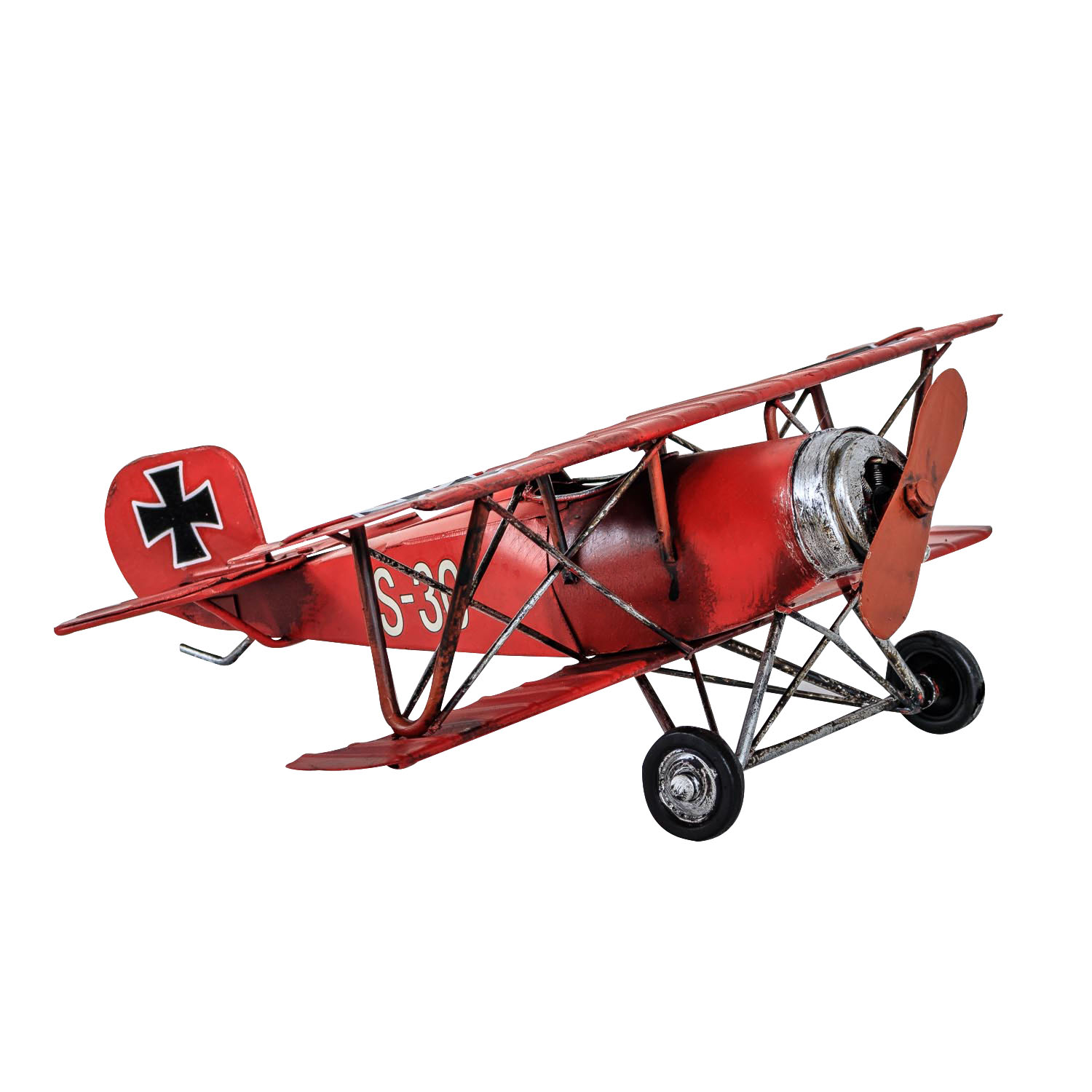 Flugzeug Doppeldecker roter Baron nostalgische Dekoration Blechflugzeug 