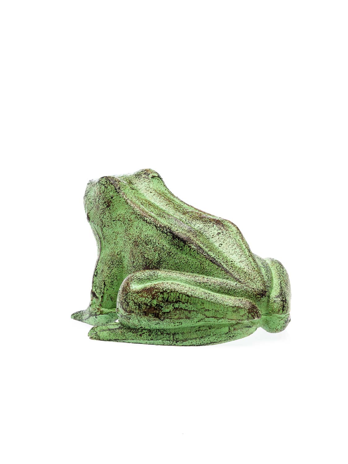 Figur Frosch 14cm Skulptur 1kg Gusseisen Gartenfigur antik Stil grün 