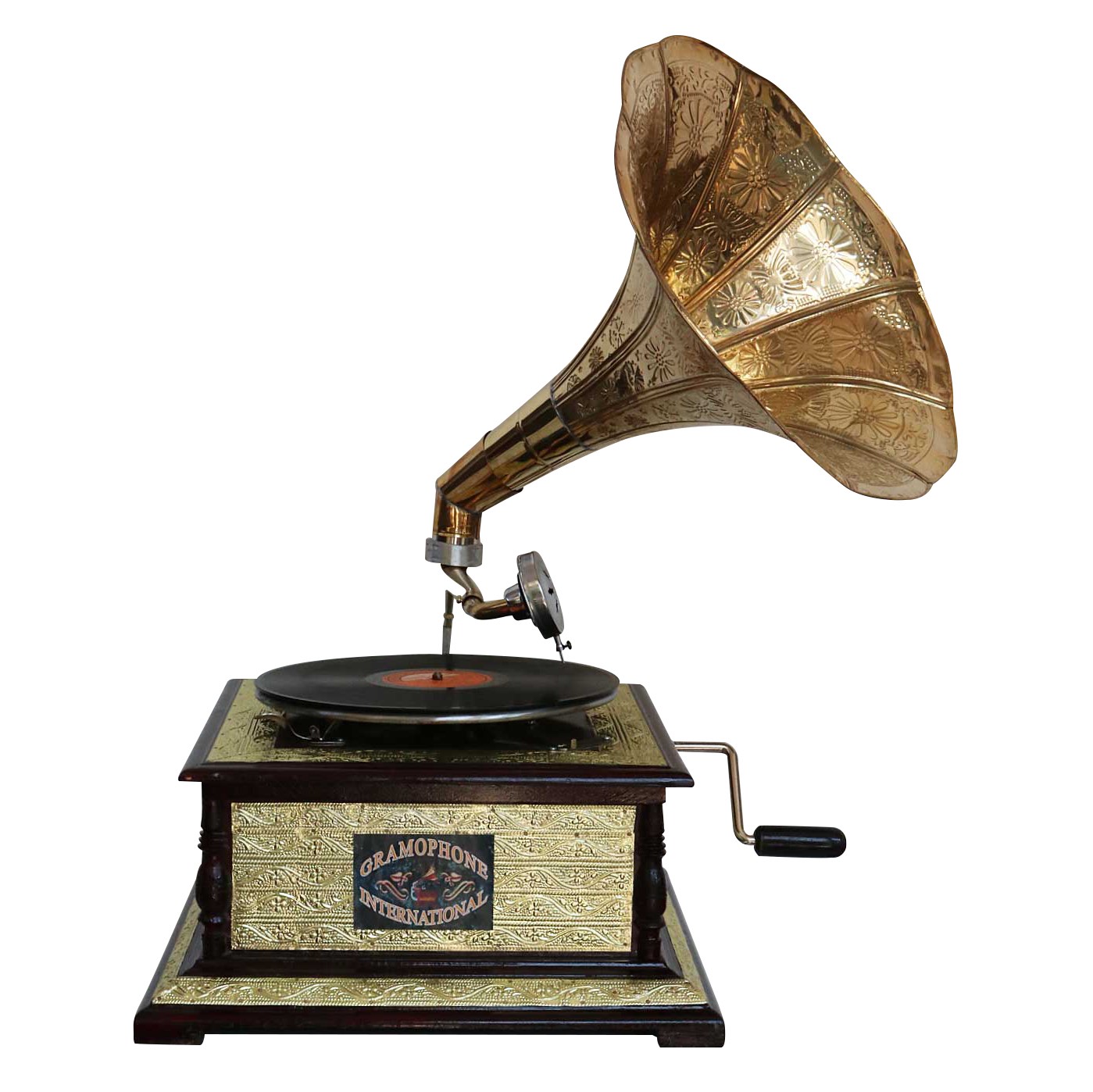 Nostalgie Grammophon Gramophone Schellackplatten Trichter Grammofon Antik-Stil 