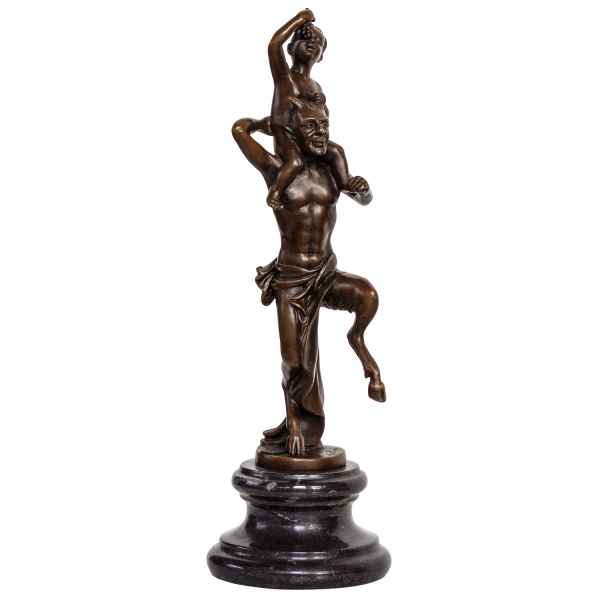 Bronzeskulptur kleiner Bacchus Wein Faun im Antik-Stil Bronze Figur Statue 31cm