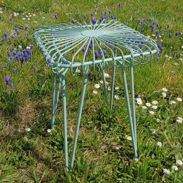 Hocker Blumenhocker Gartenhocker Stuhl Metall Antik-Stil grün 44cm