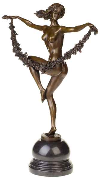 Bronzeskulptur Tänzerin Blume im Antik-Stil Bronze Figur Statue - 54cm