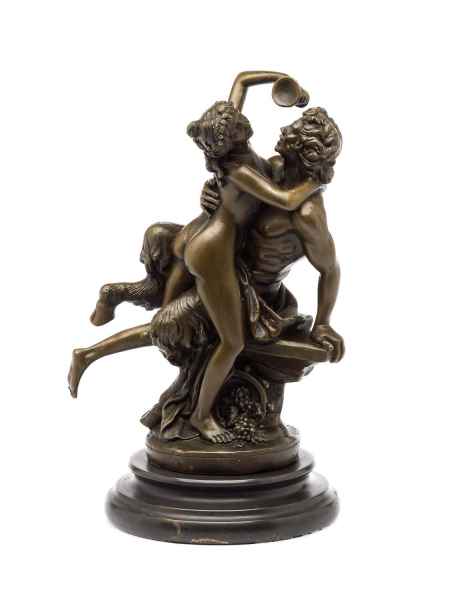 Bronzeskulptur Faun erotisches Liebespaar Bronze Figur Skulptur 30cm sculpture