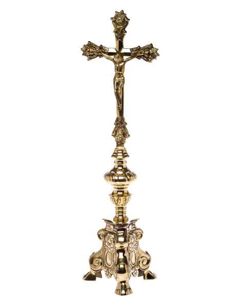 Kruzifix im Nostalgie antik Stil Kreuz Jesus Standkreuz 64cm Messing
