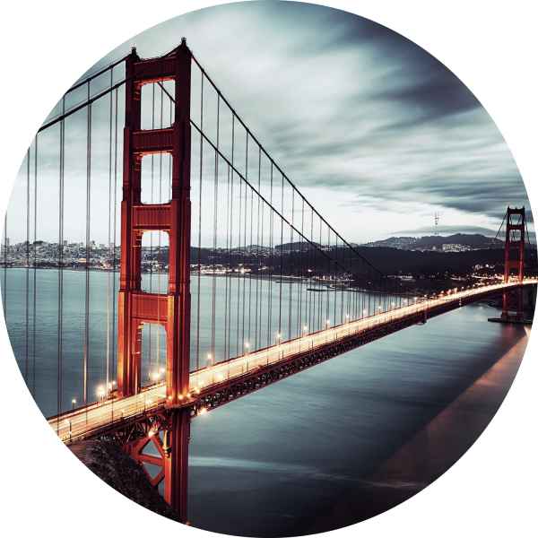 Glasbild Wandbild Bild Fotokunst Foto 100cm USA San Francisco Golden Gate Bridge