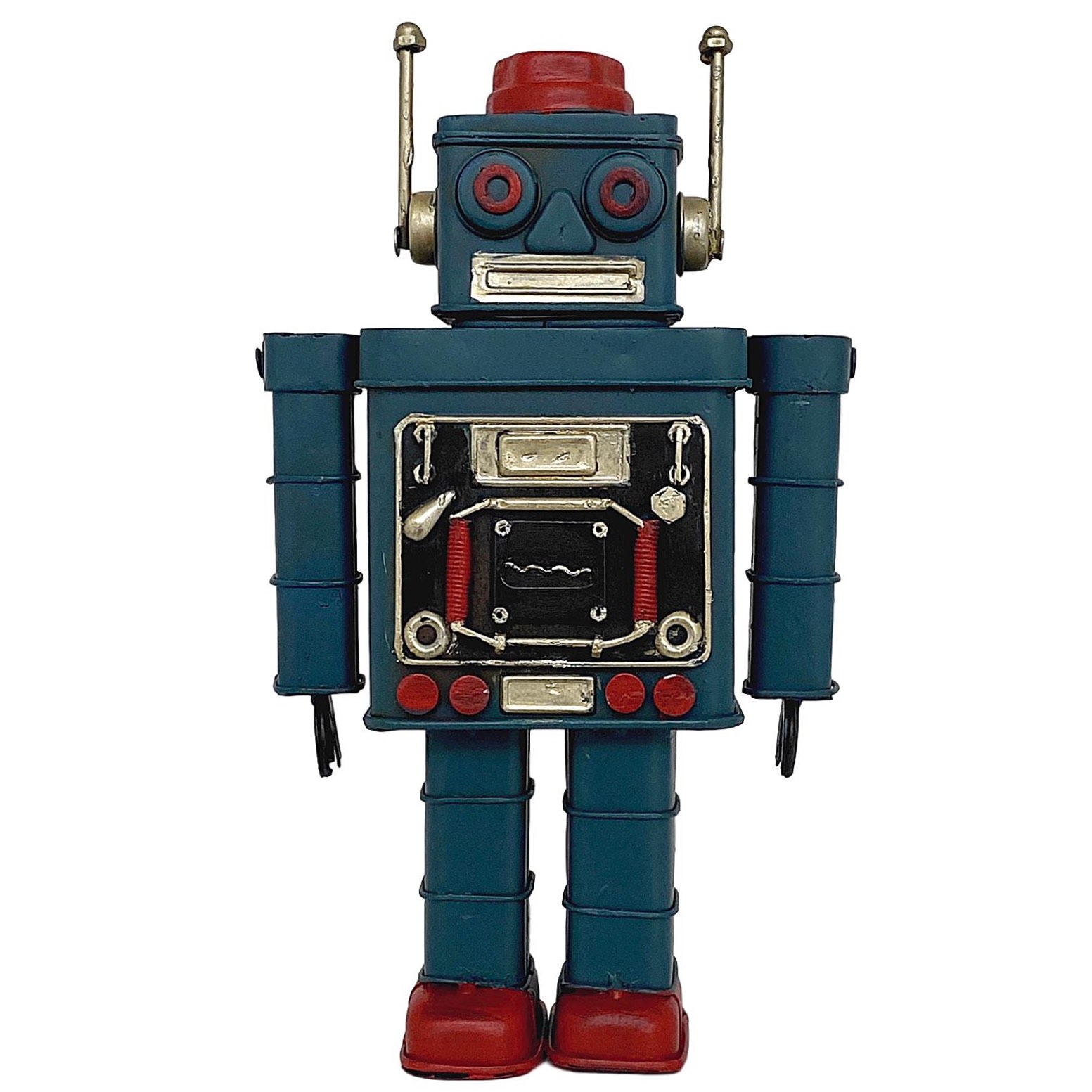 administración Preparación Sensible Retro robot metal 27cm modelo robot de hojalata decoración estilo antiguo  azul | aubaho ®