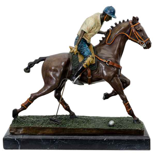 Bronzeskulptur Polospieler Polo Pferd im Antik-Stil Bronze Figur Statue - 33cm