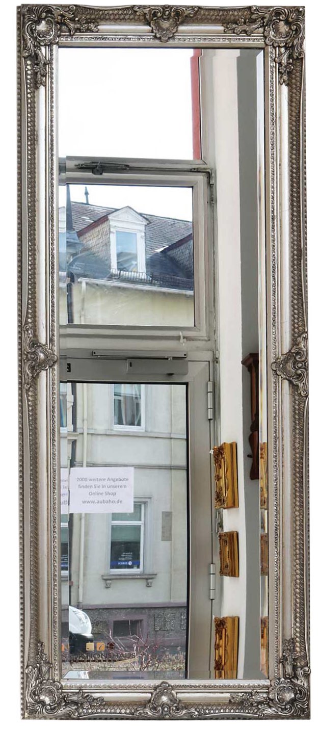 Spiegel Wandspiegel Antik-Stil Facettenschliff 134x54cm Farbe silber Holzrahmen 