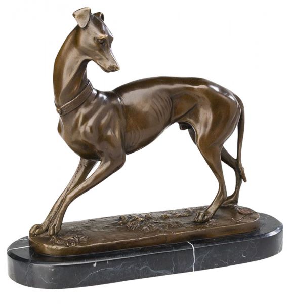 Bronze Windhund Bronzefigur Bronzeskulptur Figur antik Stil greyhound whippet