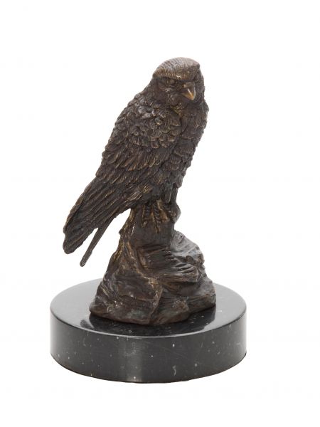 Bronzeskulptur Falke Vogel Bronze Figur Skulptur Jagd antik Stil sculpture hawk 