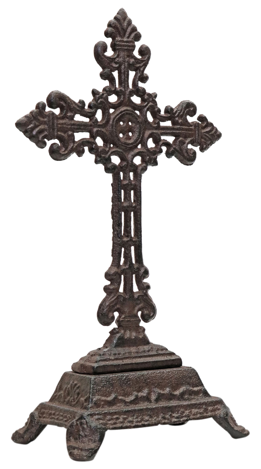 Kreuz Kruzifix im Nostaligie Anitk-Stil Eisen Deko Standkreuz Kirche 