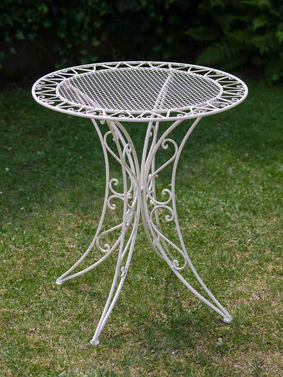 Tisch Gartentisch Bistrotisch 79cm Eisen Garten Antik-Stil creme weiß 