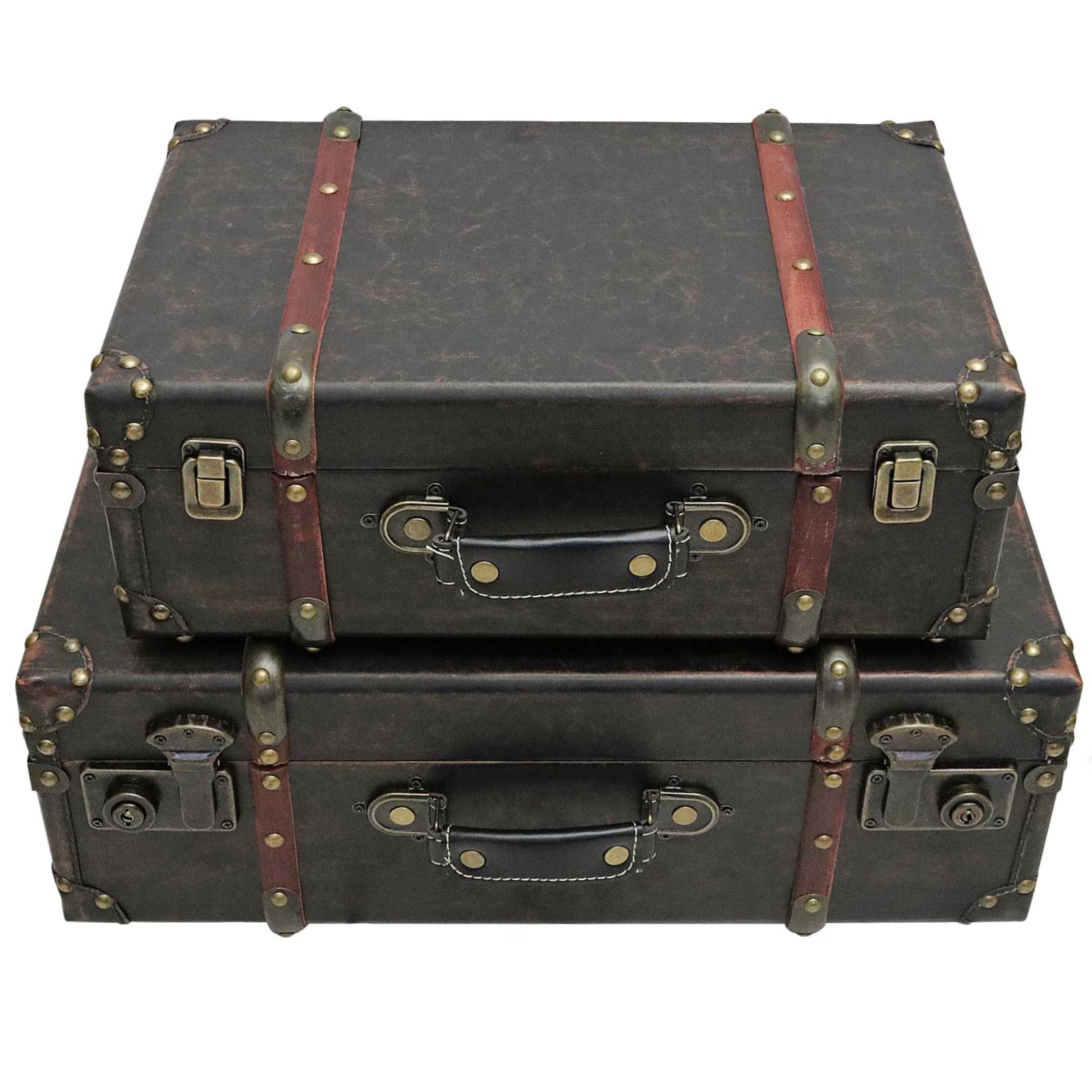 Bespreken Landgoed landelijk 2x koffer houten koffer hout nostalgie antieke stijl oldtimer bruin vintage  stijl | Nederland