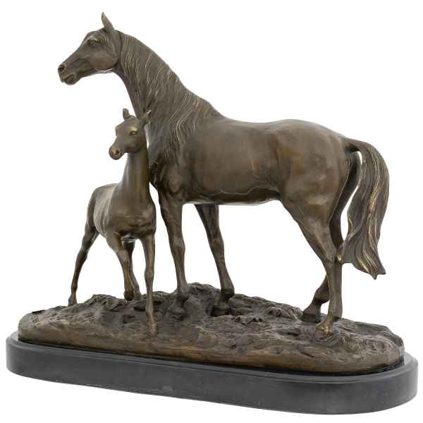 Bronzeskulptur Pferd Fohlen nach Pierre Jules Mene Figur Antik-Stil Replik Kopie