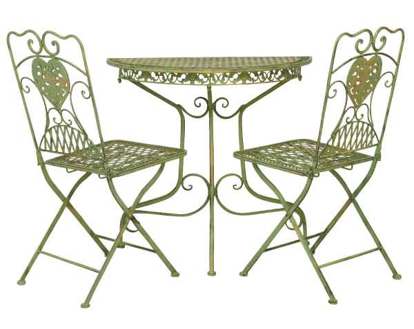 Balkontisch Gartentisch und 2 Stühle Gartenmöbel Gartengarnitur grün Antik-Stil