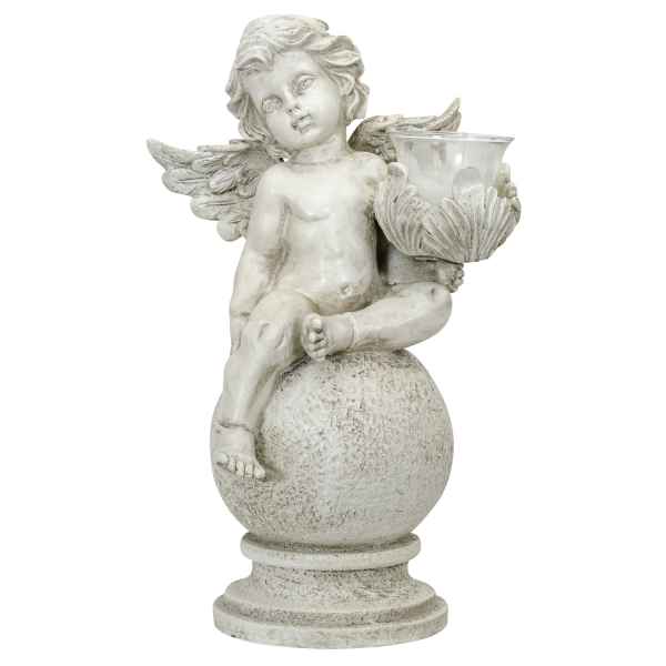 Sitzender Engel Putte Engelsfigur Kerzenhalter Kerze Kugel Antik-Stil 30cm a
