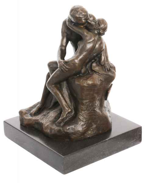 Bronzeskulptur der Kuss nach Rodin Liebespaar Bronze Skulptur 14cm sculpture