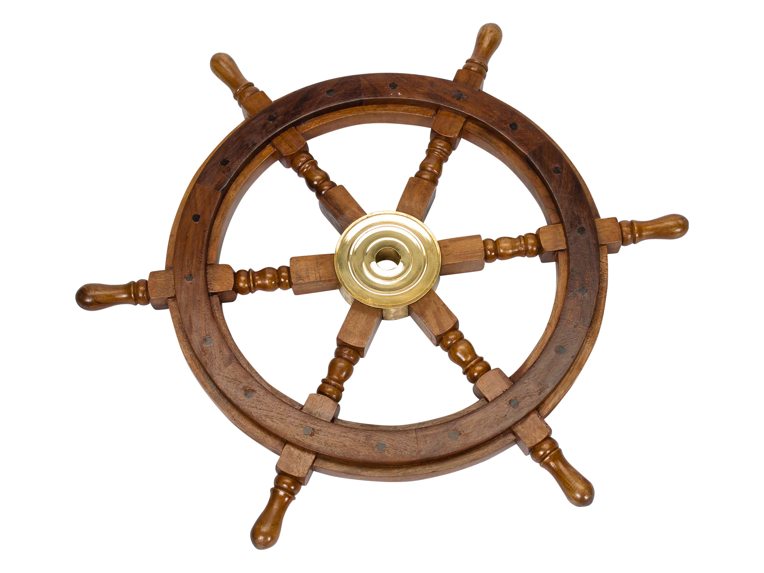 Nave volante rueda barco de madera latón 62cm estillo antiguo 