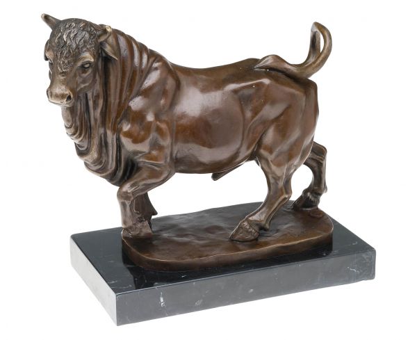 Bronzeskulptur Stier Bulle Bronze Figur Skulptur Bronzefigur Bull Antik-Stil