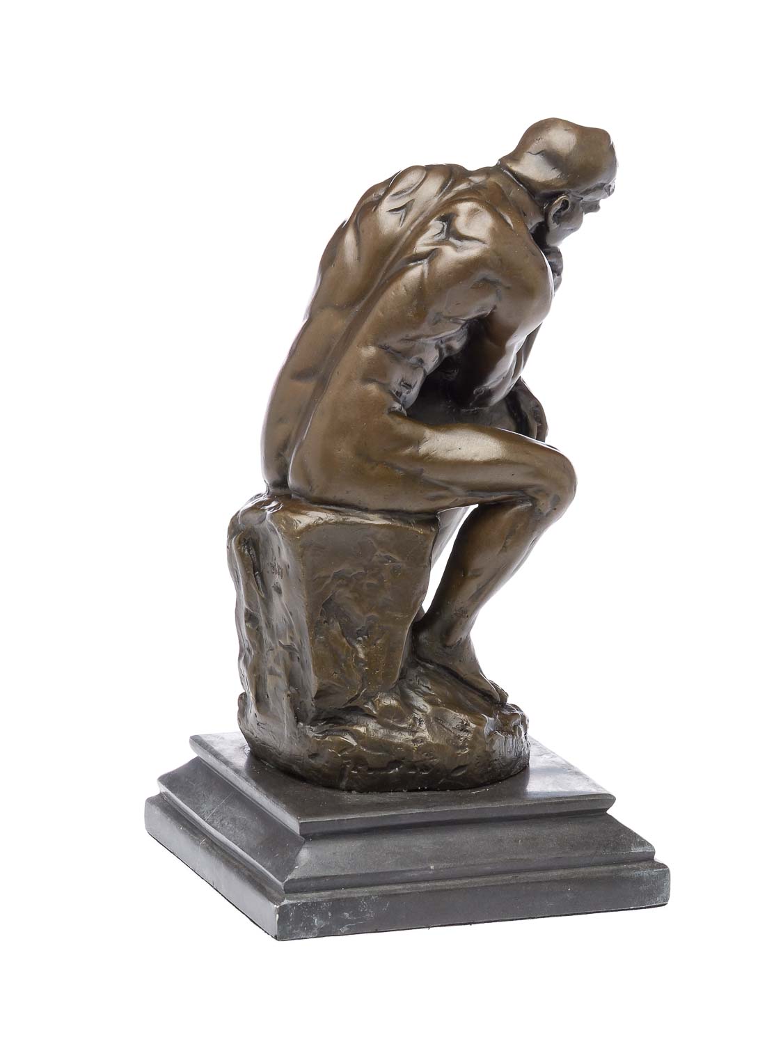 Bronzeskulptur der Denker Mann Bronzefigur Skulptur nach Rodin 25cm Kopie Replik 