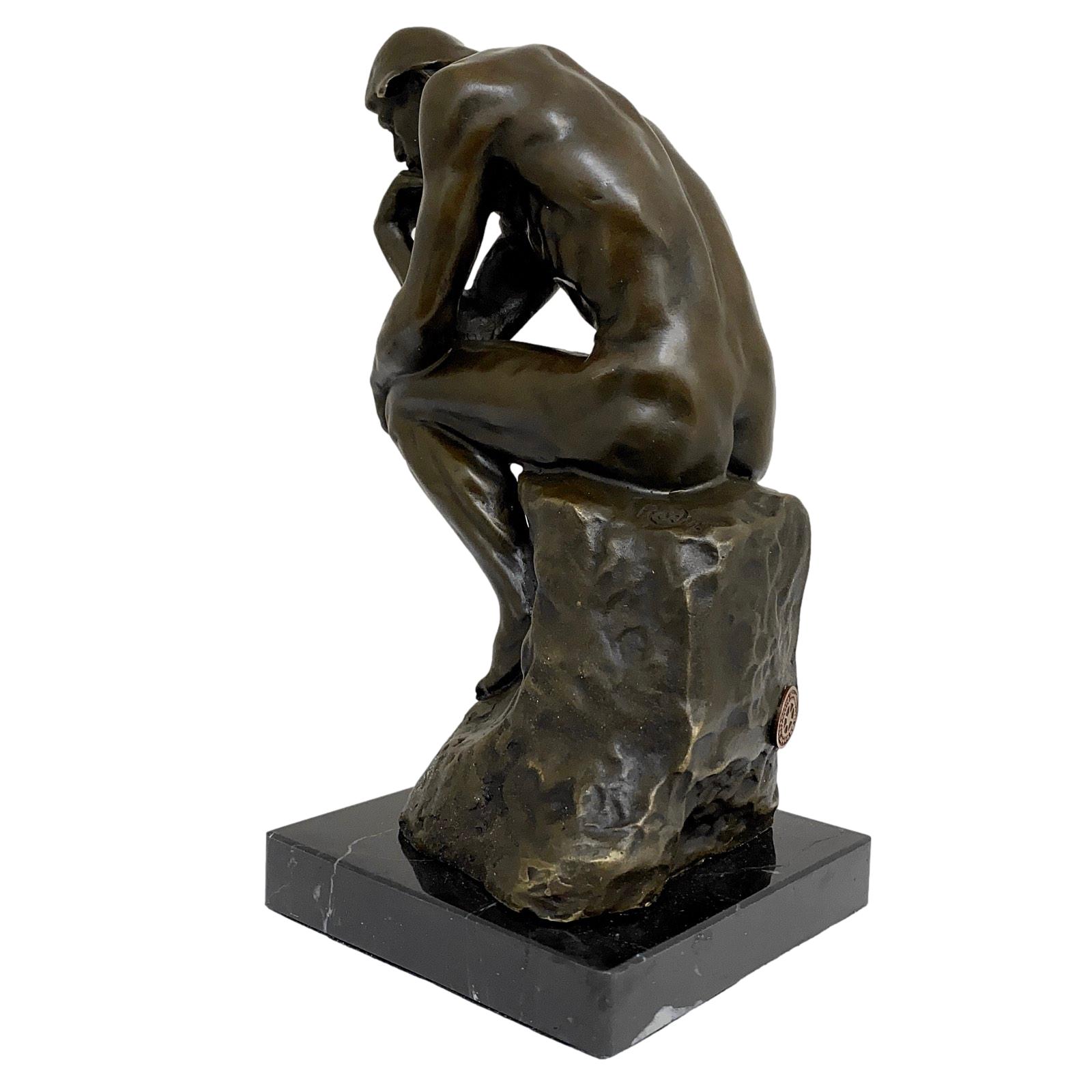 Bronzeskulptur der Denker Bronzefigur nach Rodin Mann Skulptur 23cm Kopie Replik 
