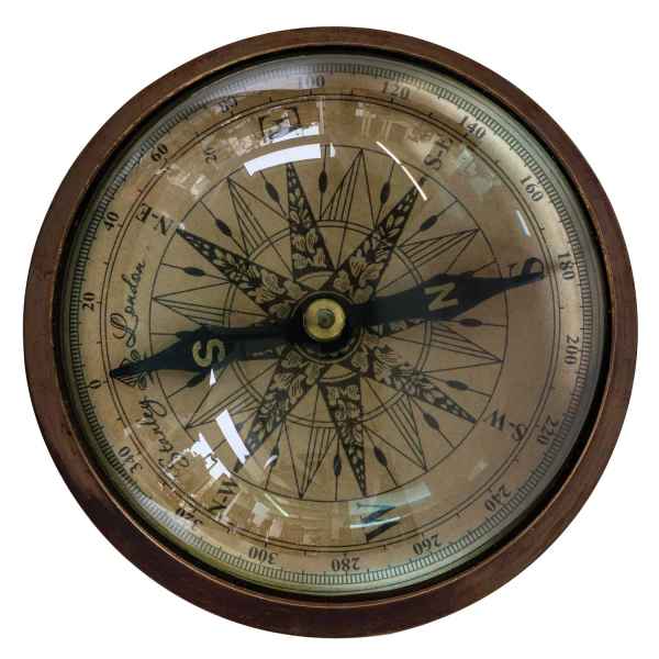 Kompass Maritim Schiff Dekoration Navigation Messing Glas Antik-Stil - 12cm