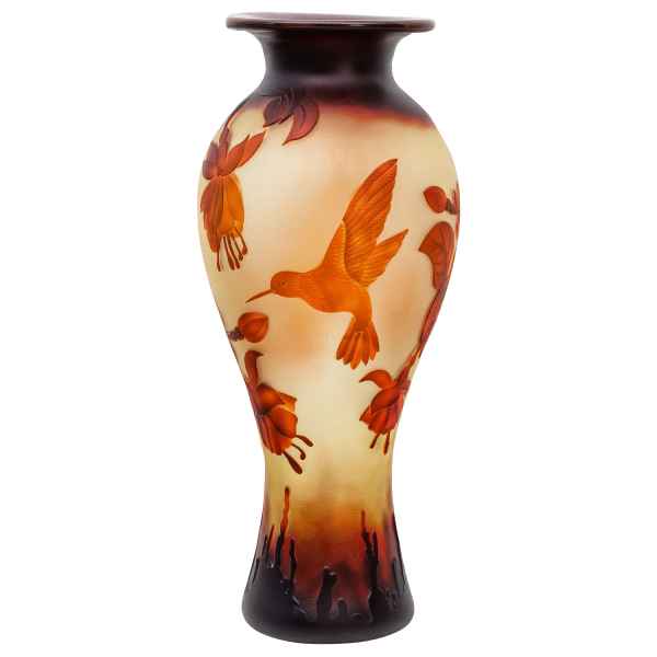 Vase Replika nach Galle Gallé Kolibri Glas Antik-Jugendstil-Stil Kopie c5