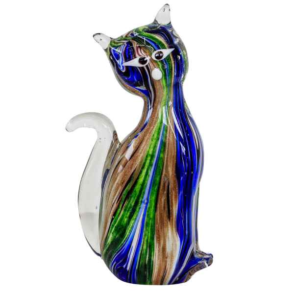 Glasfigur Figur Katze Glas im Murano Antik Stil 16cm