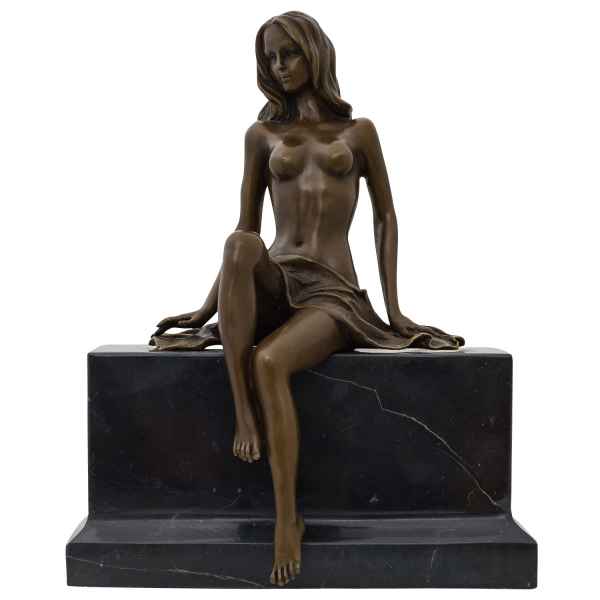 Bronzeskulptur Frau Erotik Kunst im Antik-Stil Bronze Figur Skulptur Statue 27cm