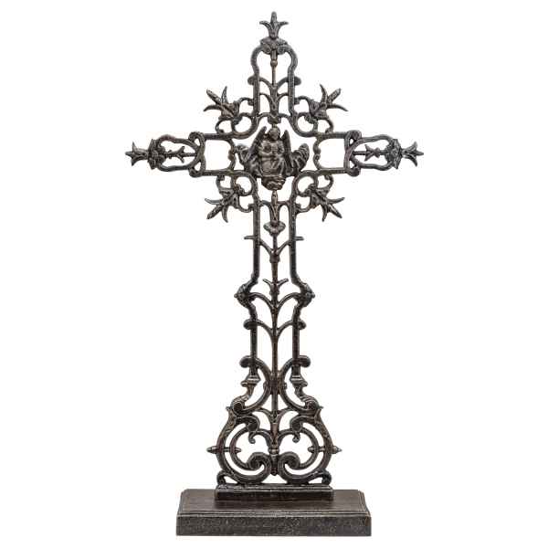 Kreuz Kruzifix im Nostaligie Anitk-Stil Eisen Deko Standkreuz Kirche 80cm