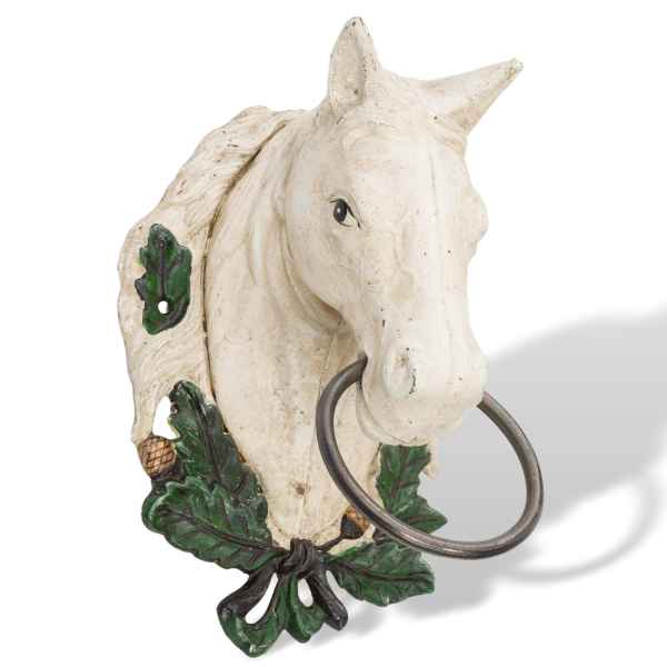 Wandgarderobe Pferd Handtuchhalter Eisen white horse head towel holder Antikstil
