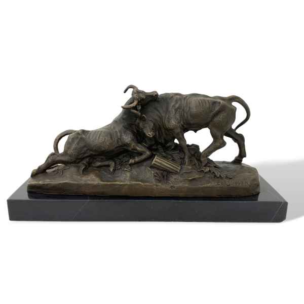 Bronzefigur Bullen nach Clesinger Stiere Ochsen Skulptur Antik-Stil Kopie Replik