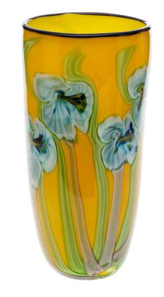 Glasvase Glas Vase im Murano Stil glass vase Tischvase gelb