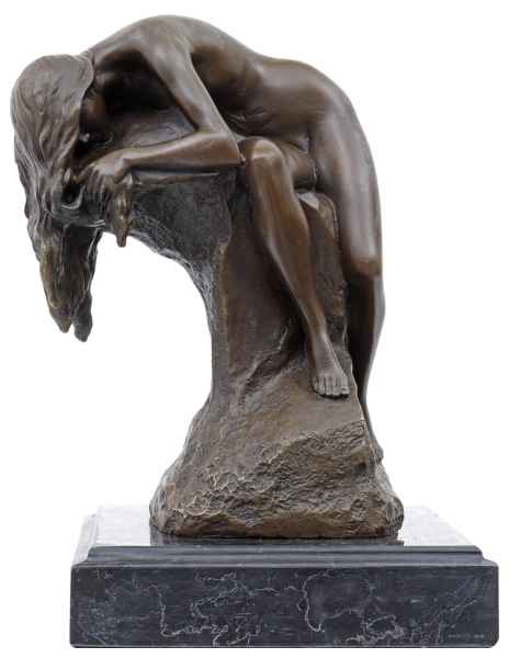 Bronzeskulptur Frau Erotik Kunst im Antik-Stil Bronze Figur Statue 17cm