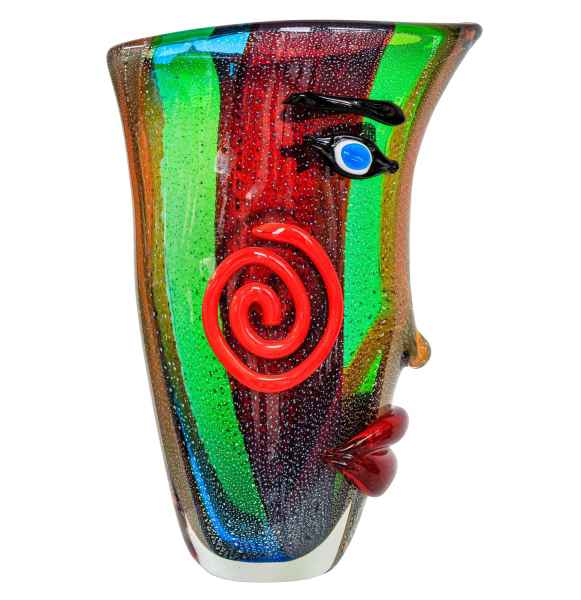 Glasvase Vase Gesicht Glas im Murano Antik Stil 38cm