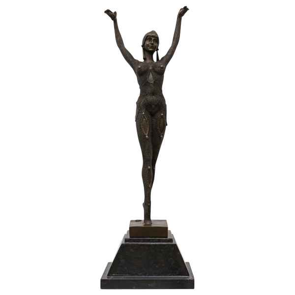 Bronzeskulptur Bronze Figur Dourga nach Chiparus Skulptur Antik-Stil Replik