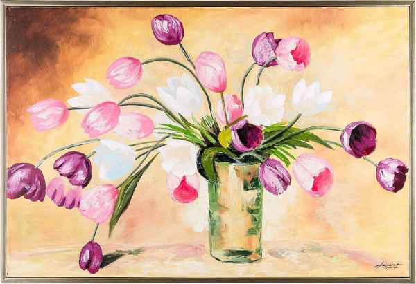 Original Ölgemälde Gemälde Blumen Stilleben Tulpen