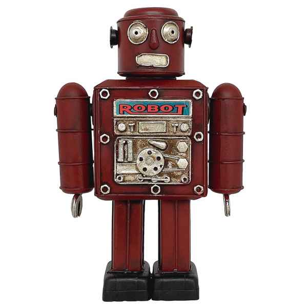 Retro Roboter Metall 26cm Blechroboter Modell Dekoration Antik-Stil vintage rot