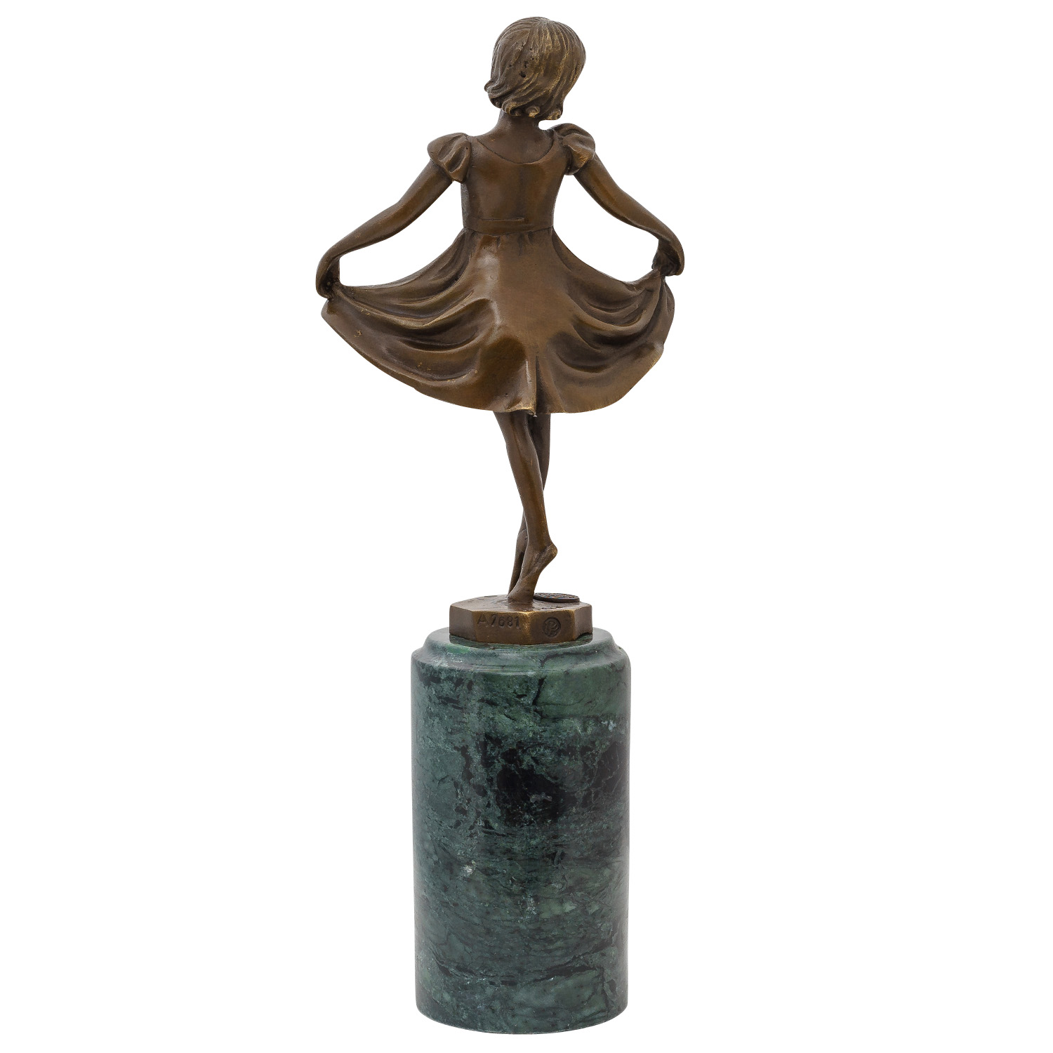 Bronze Skulptur nach Ferdinand Preiss Frau mit Mandoline Laute art deco Style 