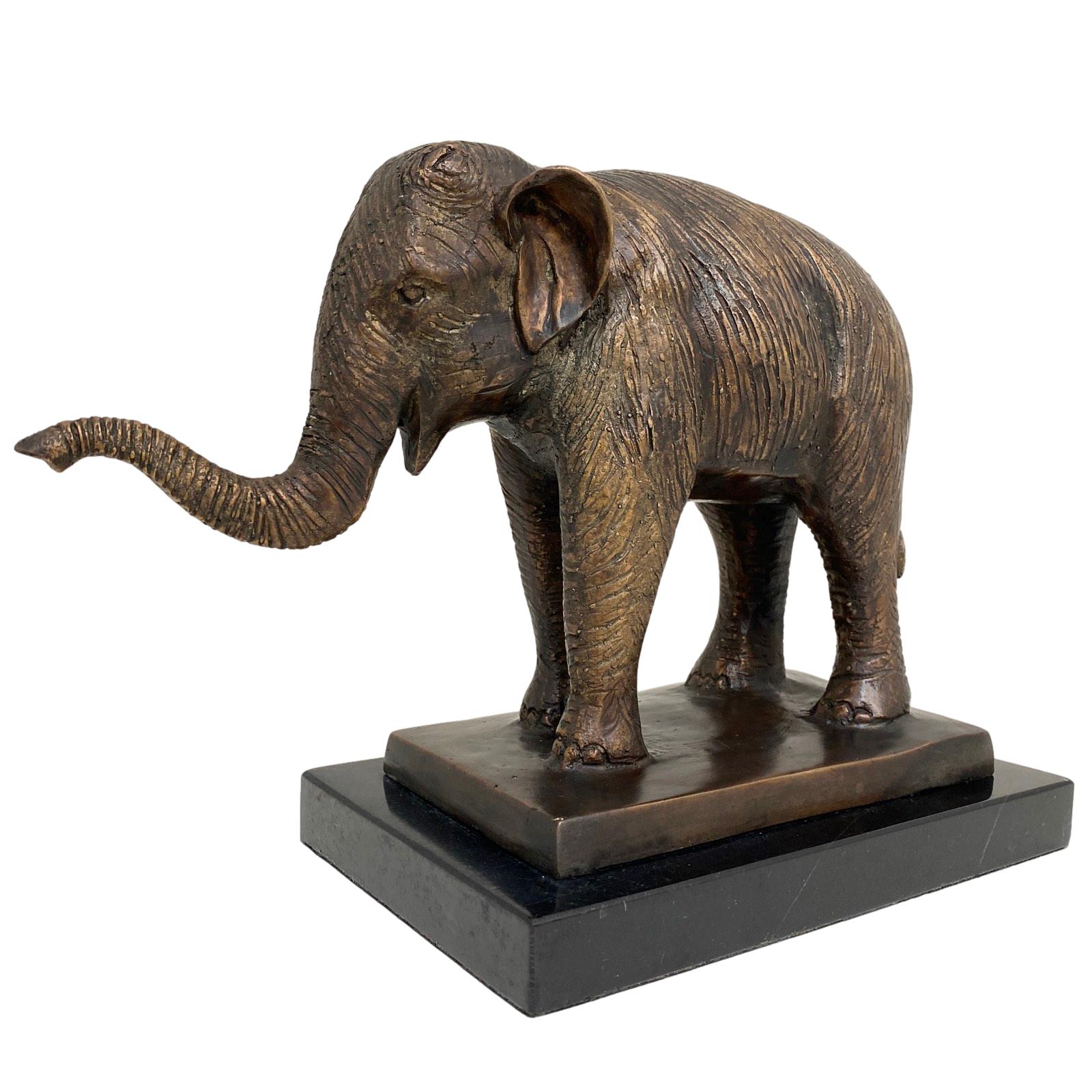 Skulptur Figur Bronze teilpoliert schön verziert Elefant 