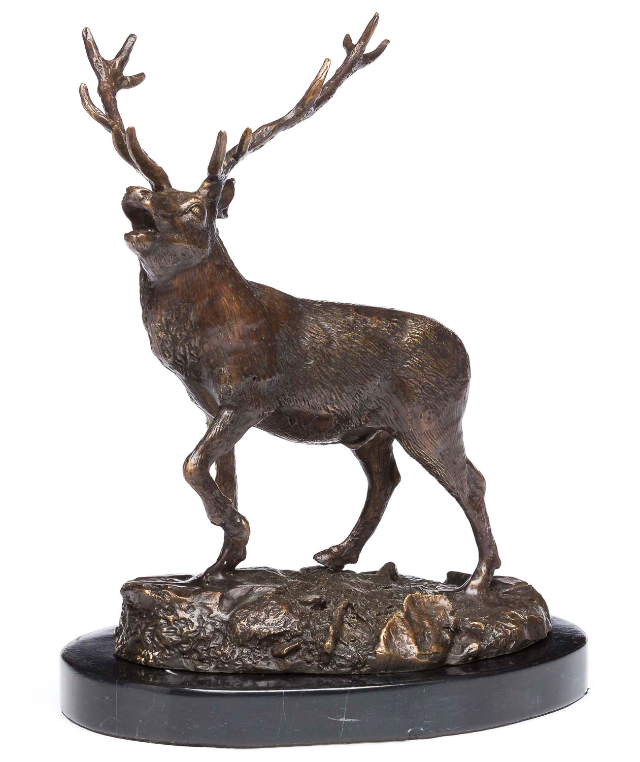 Artisanal Bronze Statue Élan Hunter Buck Cerf Trophy Sculpture Figurine Affaire 