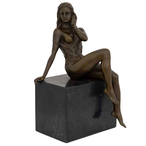 Bronzeskulptur Frau Erotik erotische Kunst Antik-Stil Bronze Figur Statue 25cm