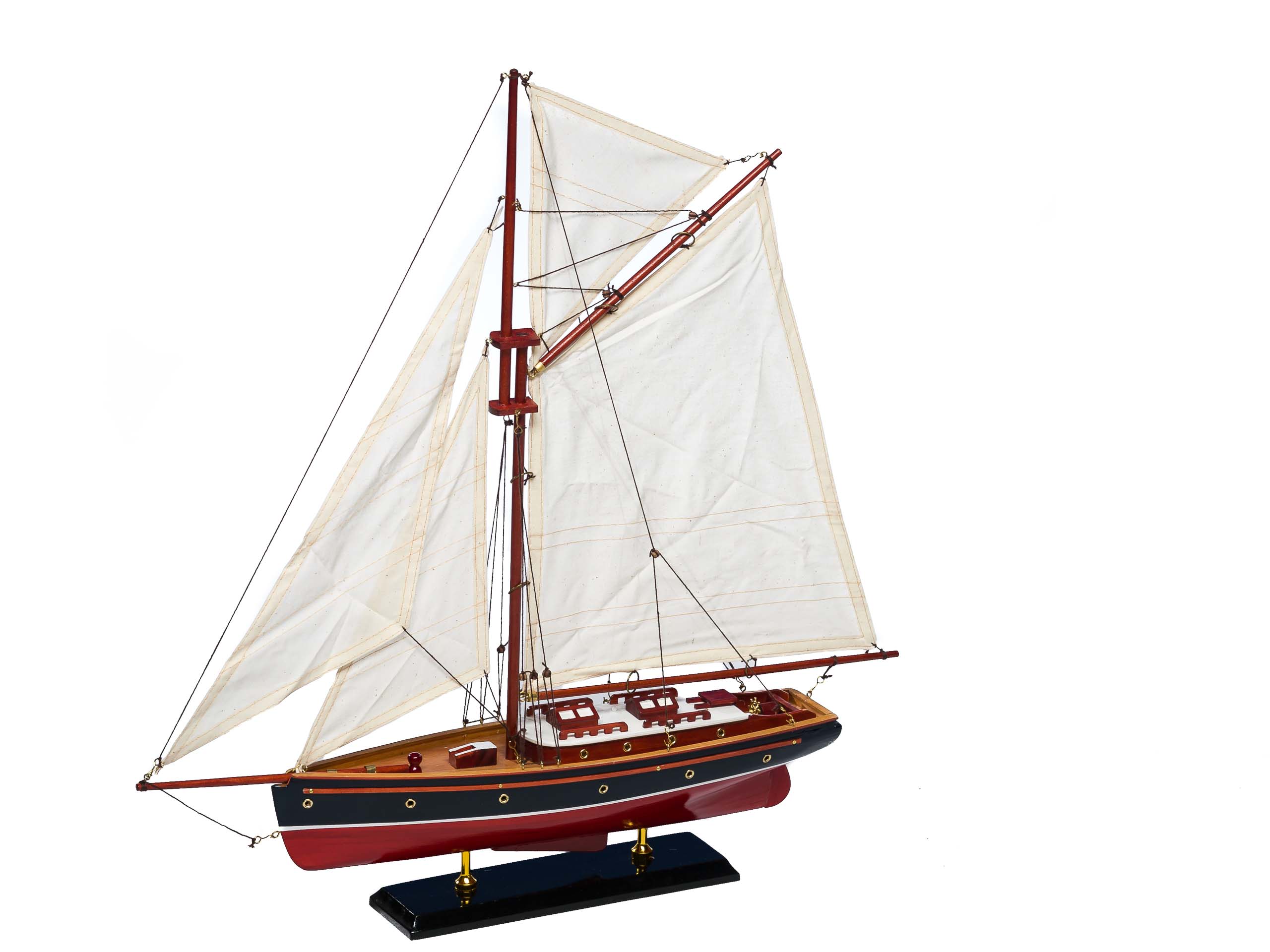 Segelschiff Schiffsmodel Segelyacht 56 cm aus Holz mit Stoffsegel Yacht 