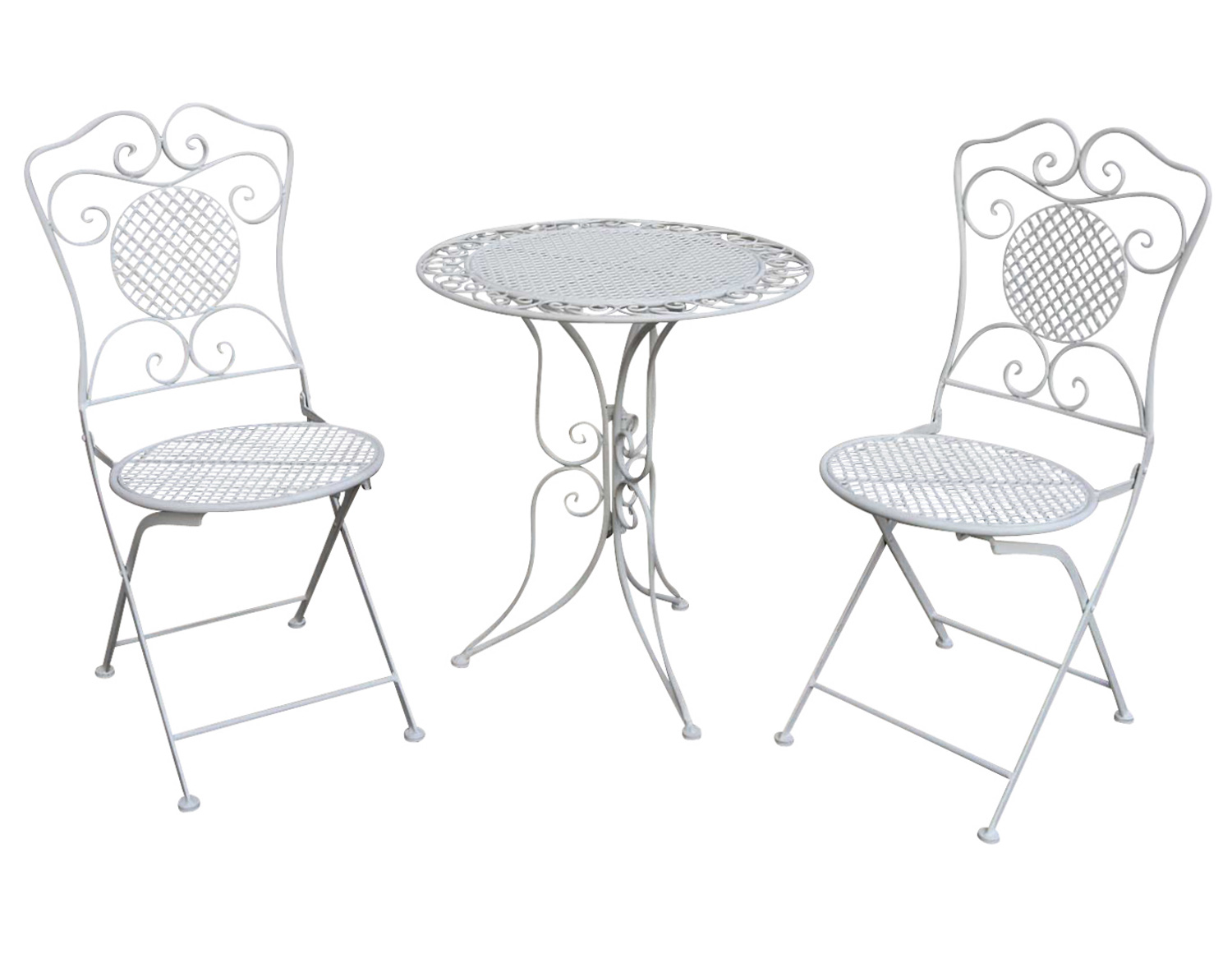 onszelf Overweldigen belasting Tuinset tafel en 2 ijzeren stoelen antieke stijl tuinmeubelen bistro set  wit | Nederland