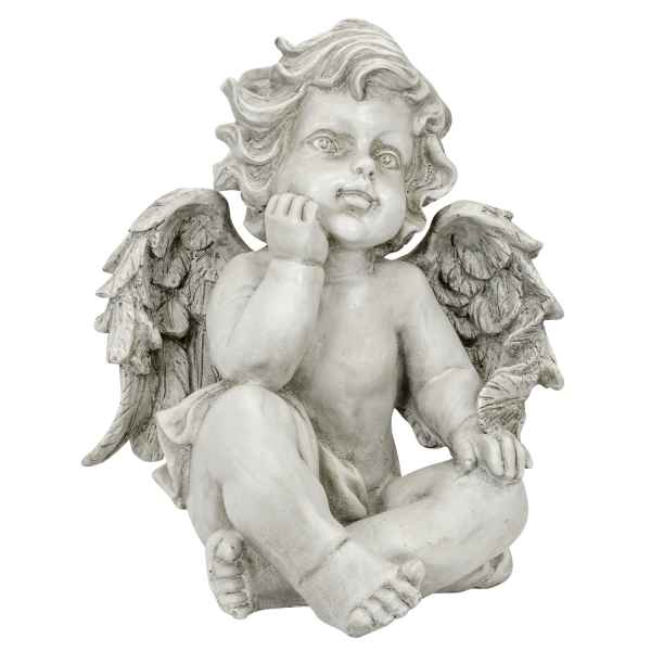 Sitzender Engel Putte Engelsfigur Flügel Dekoration Garten Haus Antik-Stil 27cm