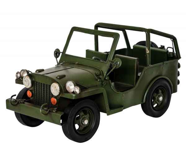 Modellauto Nostalgie Blech Metall Auto Willys MB Militär Jeep Antik-Stil 31cm