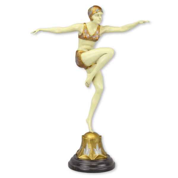 Bronzefigur Tänzerin Tanz Bewegung Bronze Skulptur Statue Antik-Stil 45cm