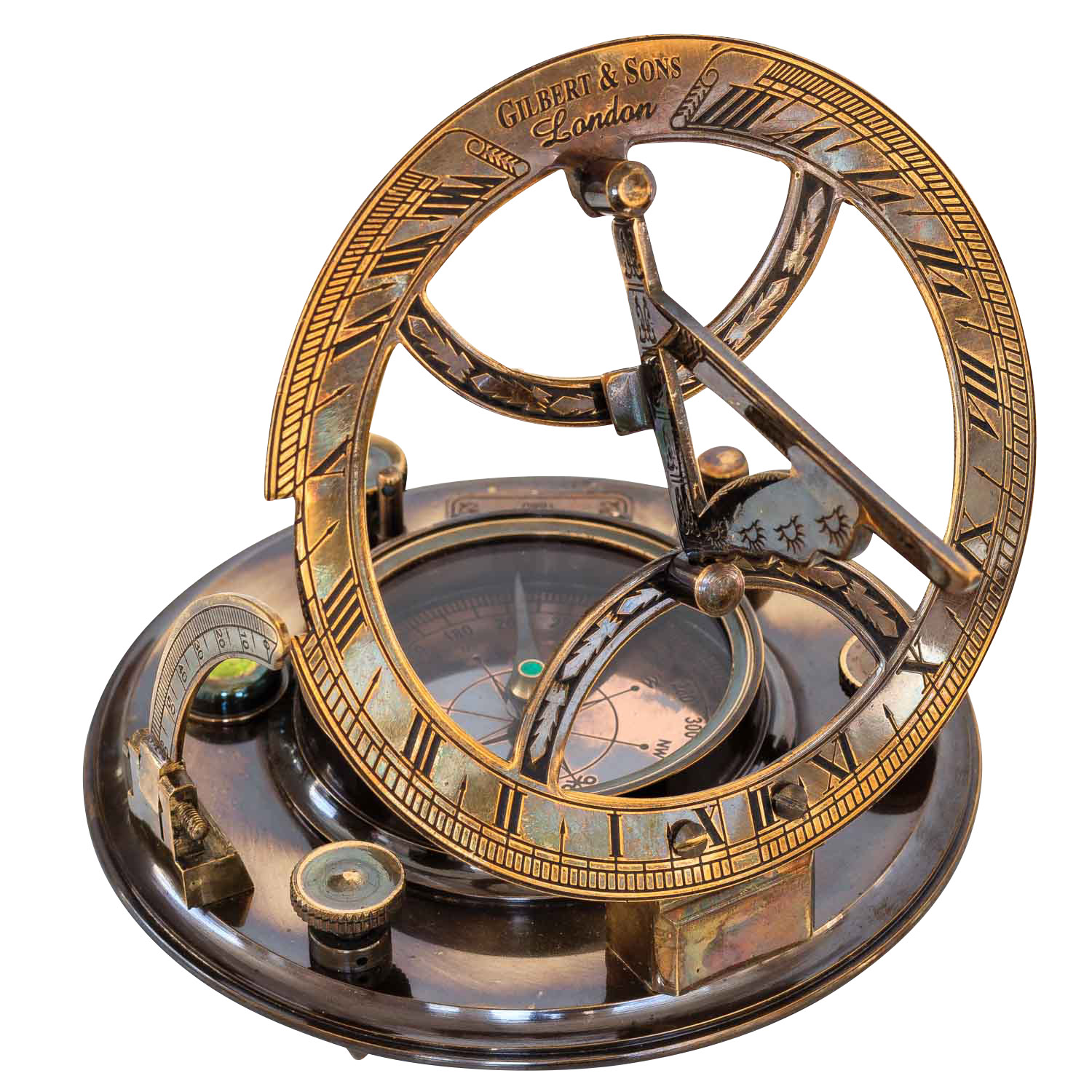 Antik Maritime Messing Sonnenuhr Kompass Vintage Marine Arbeiten Kompass