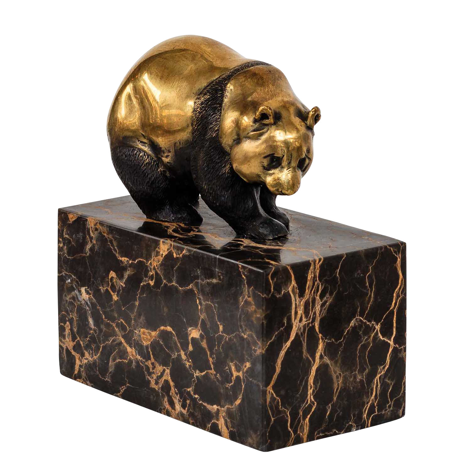 Bronze panda sculpture antique figurine 15cm 