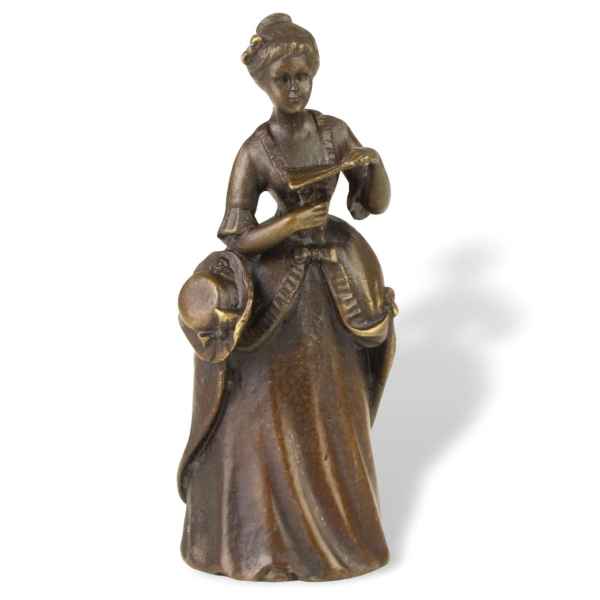 Bronzeskulptur Tischglocke Dame Handglocke Glocke Antik-Stil Bronze Figur 11cm